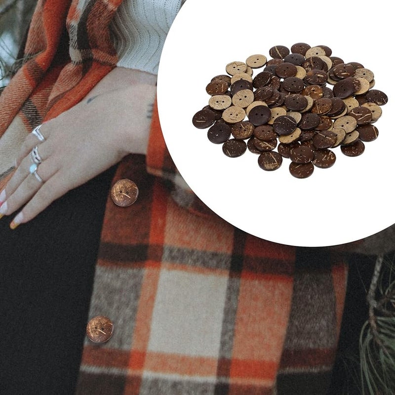 Natural Coconut Shell Buttons 100Pcs DIY Sewing Craft Accessories Lightweight Durable - Image 3